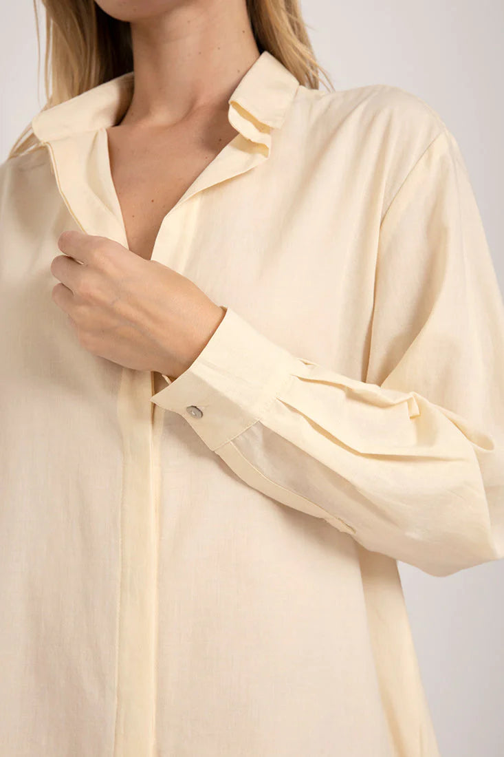 IVORY LINEN MAXI SHIRT