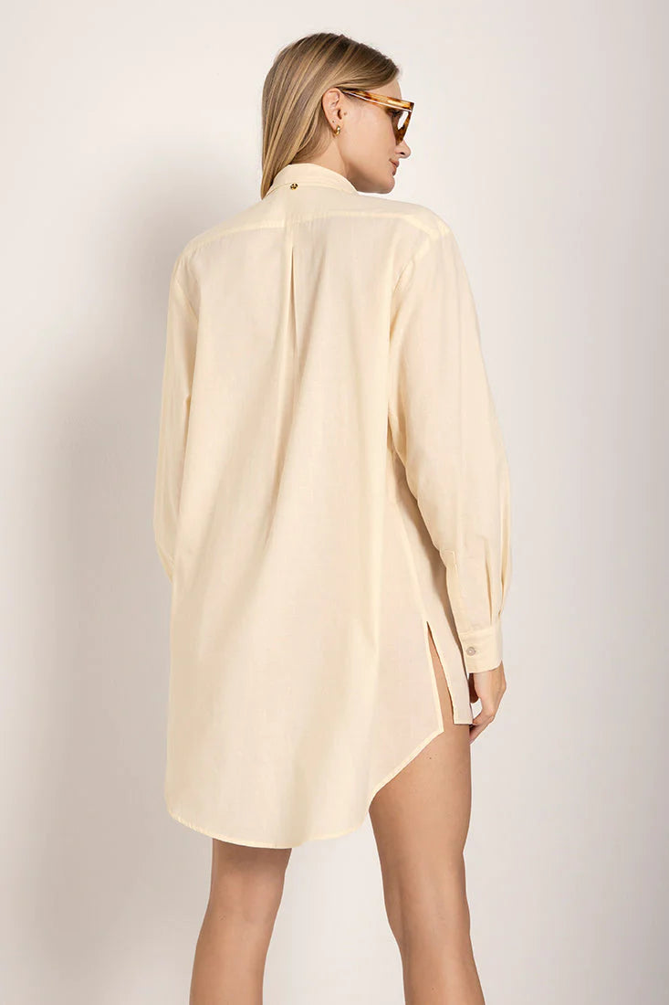 IVORY LINEN MAXI SHIRT