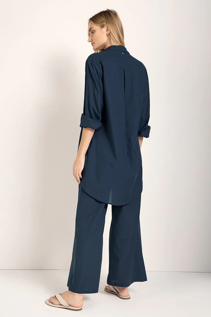 NAVY BLUE LINEN MAXI PANTS