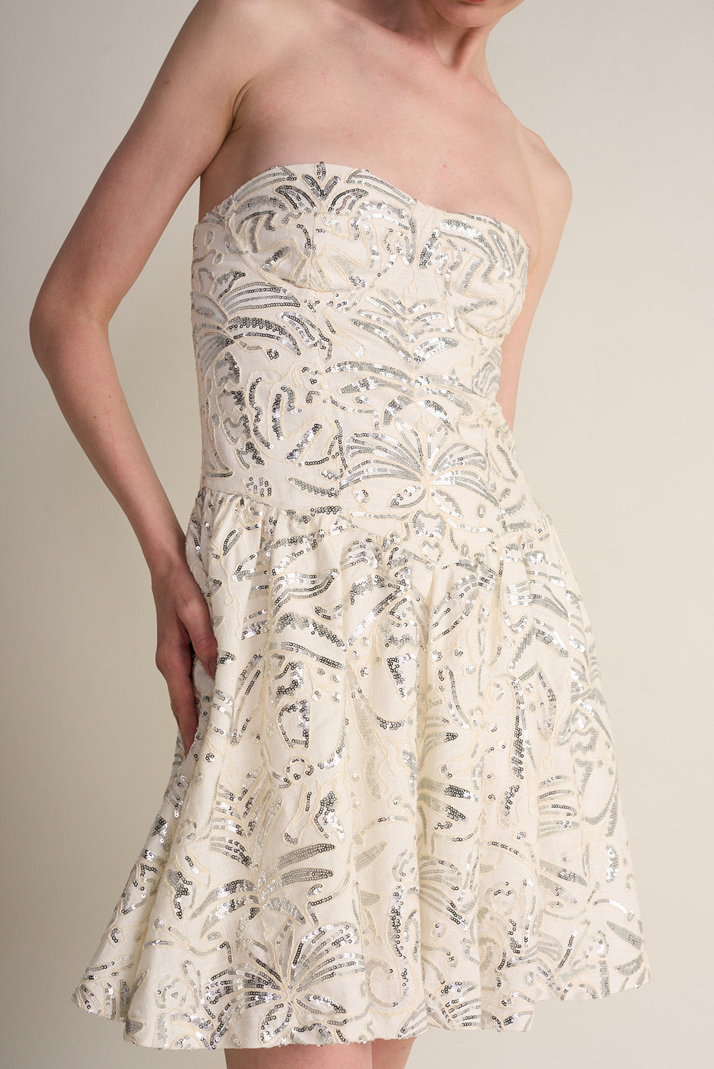 VALLESCA SEQUIN IVORY DRESS