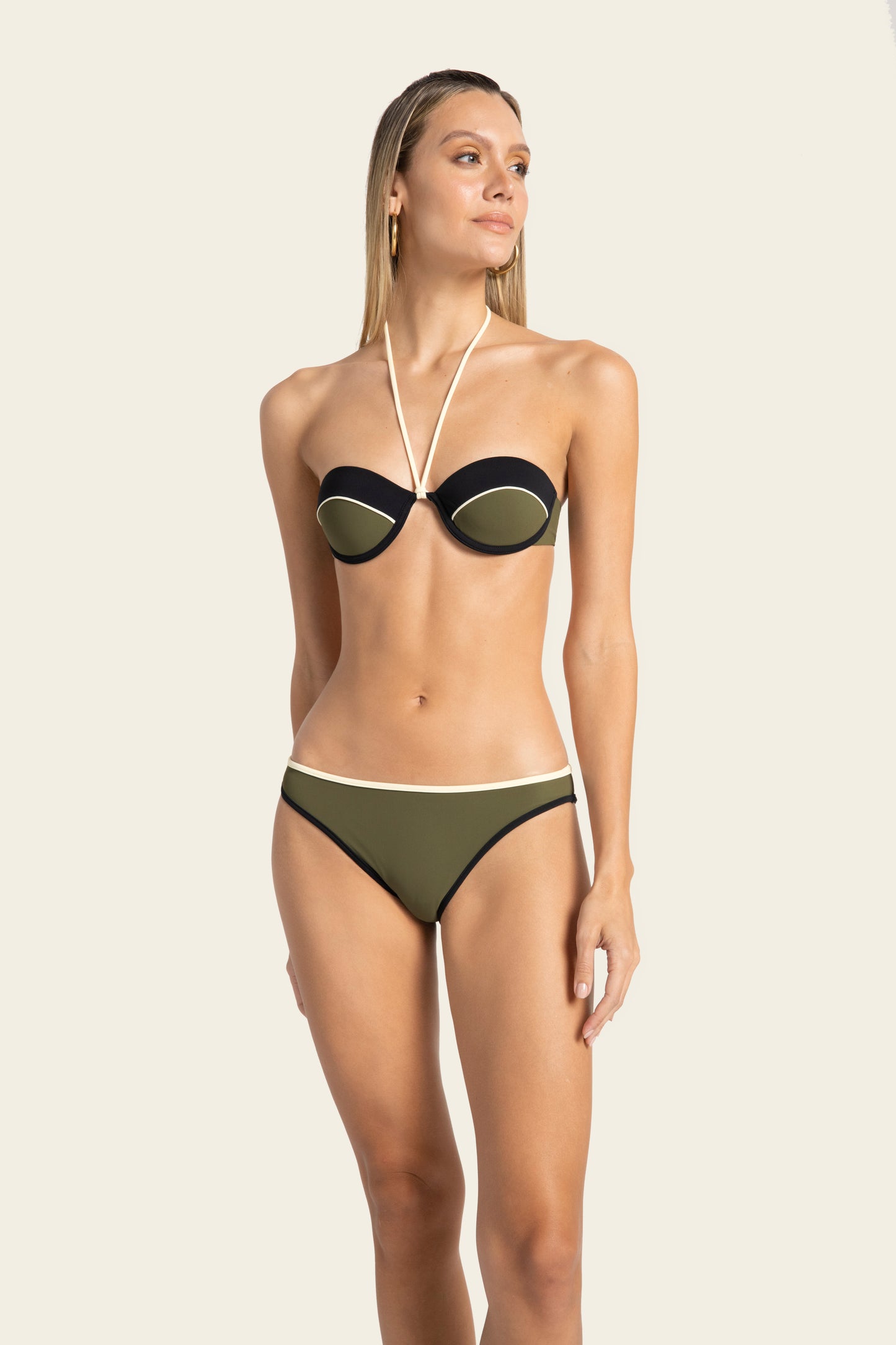 BUSTIER BLACK/GREEN BIKINI