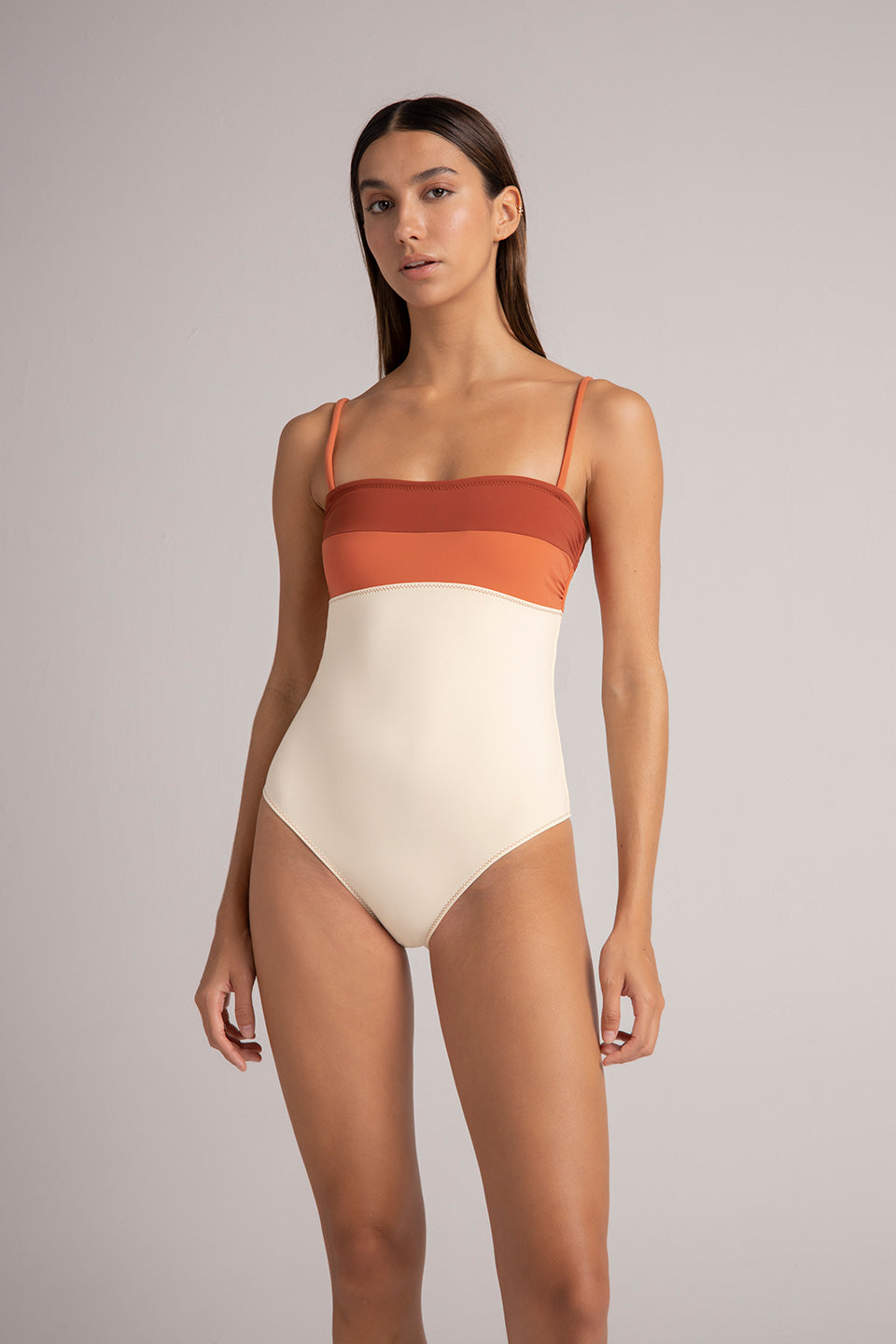 SPORTY ORANGE WHITE ONE PIECE