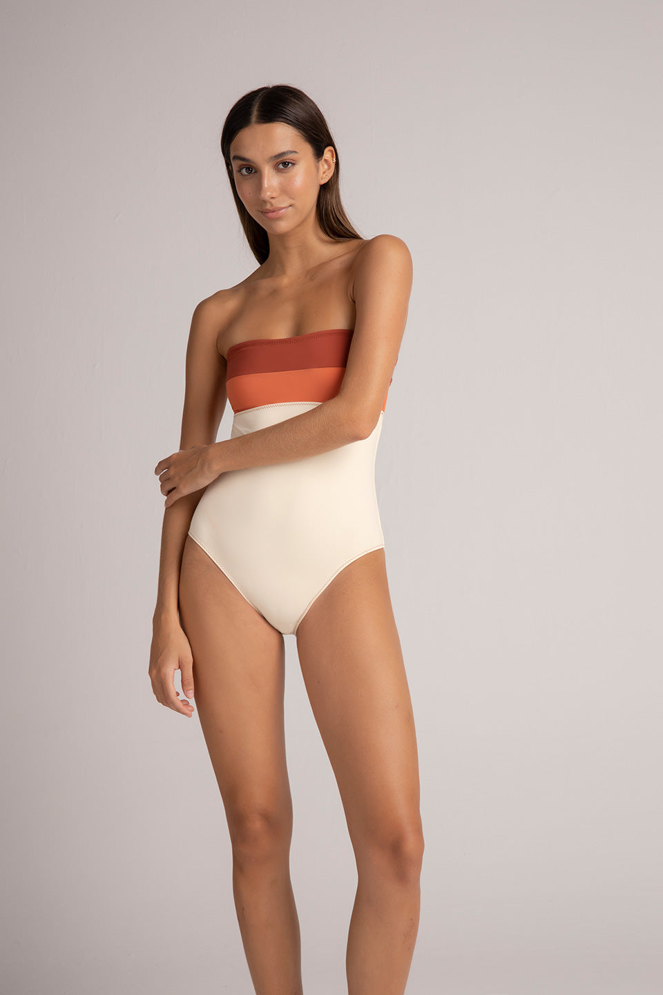 SPORTY ORANGE WHITE ONE PIECE