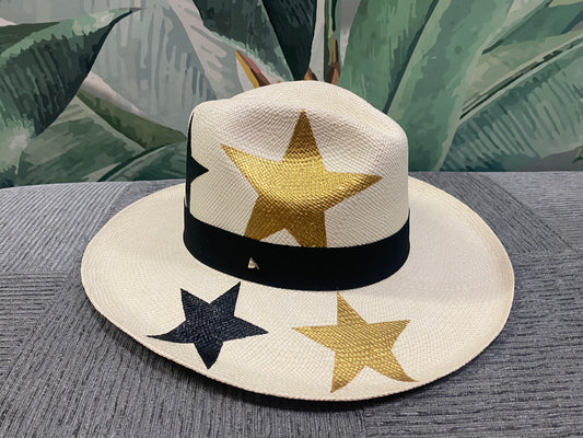 NATURAL WITH GOLD STARS HAT