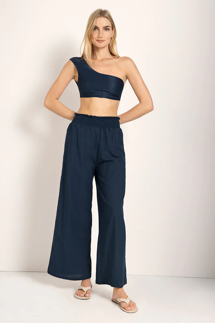 NAVY BLUE LINEN MAXI PANTS