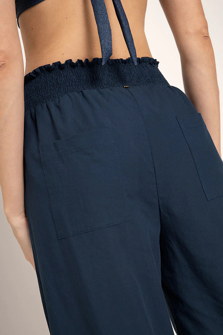 NAVY BLUE LINEN MAXI PANTS