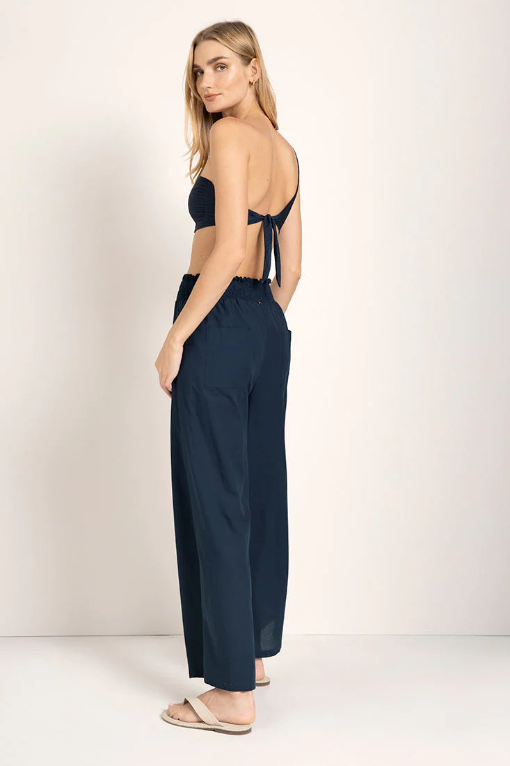 NAVY BLUE LINEN MAXI PANTS