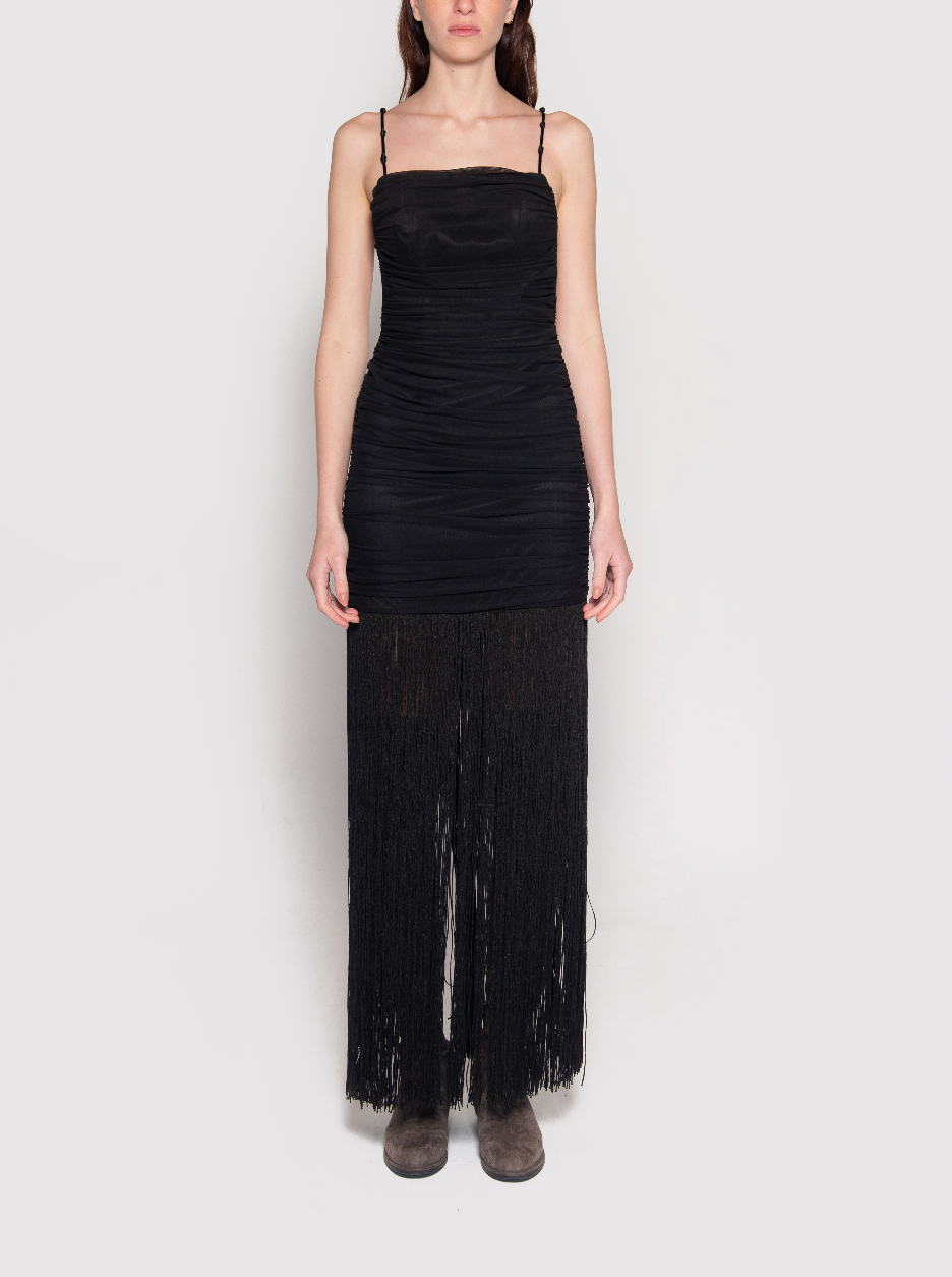 AINE FRINGE BLACK DRESS