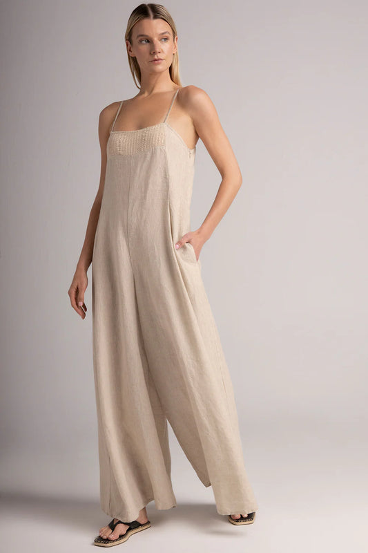 KHAKI LINEN JUMPSUIT