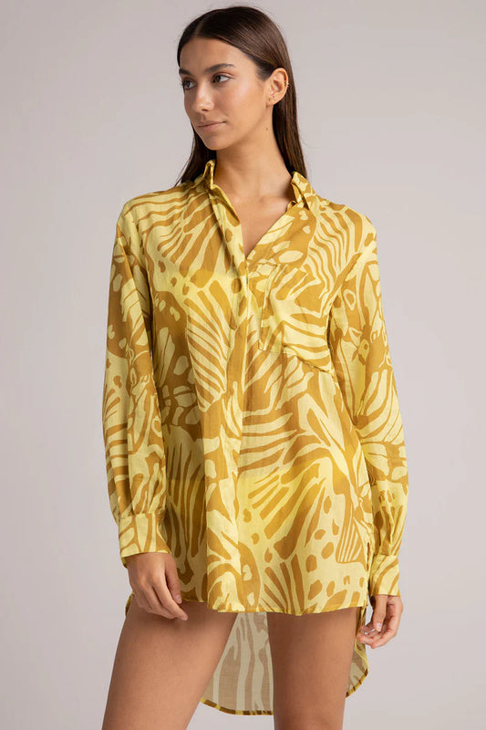 YELLOW PRINT MAXI SHIRT