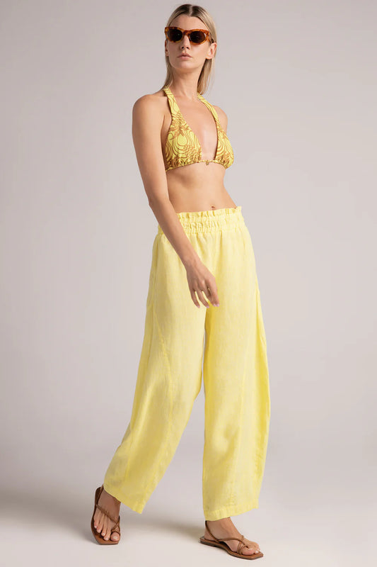 YELLOW LINEN PANTS