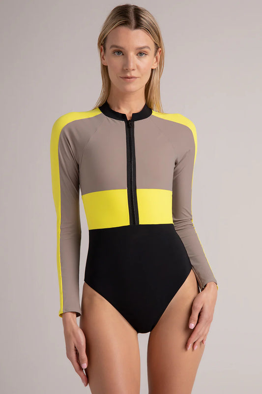 TRICOLOR LONG SLEEVE ONE PIECE