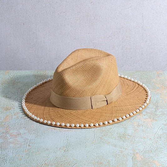 TAN WITH PEARLS HAT