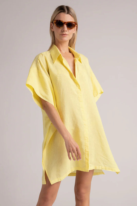 YELLOW LINEN KIMONO